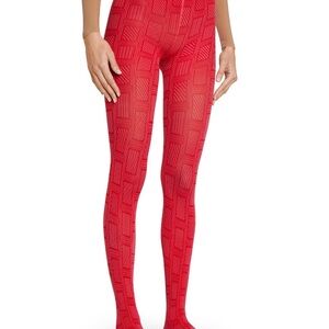 Geometric Red Patterned Tights